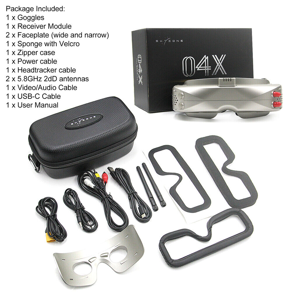 SKYZONE SKY04X PRO FPV Goggles: OLED, Steadyview, Focus Adjustment, 60FPS DVR