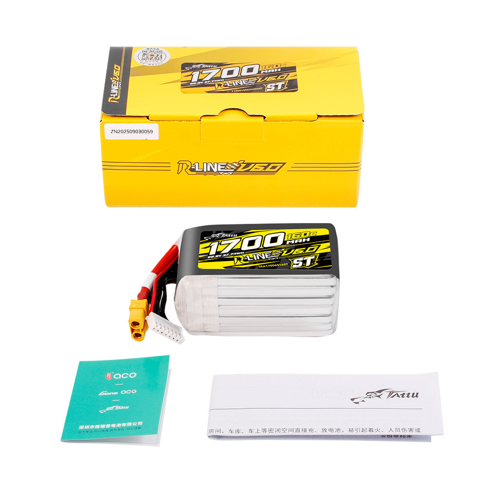 Tattu R-Line V6.0 1700mAh 6S 160C LiPo Battery