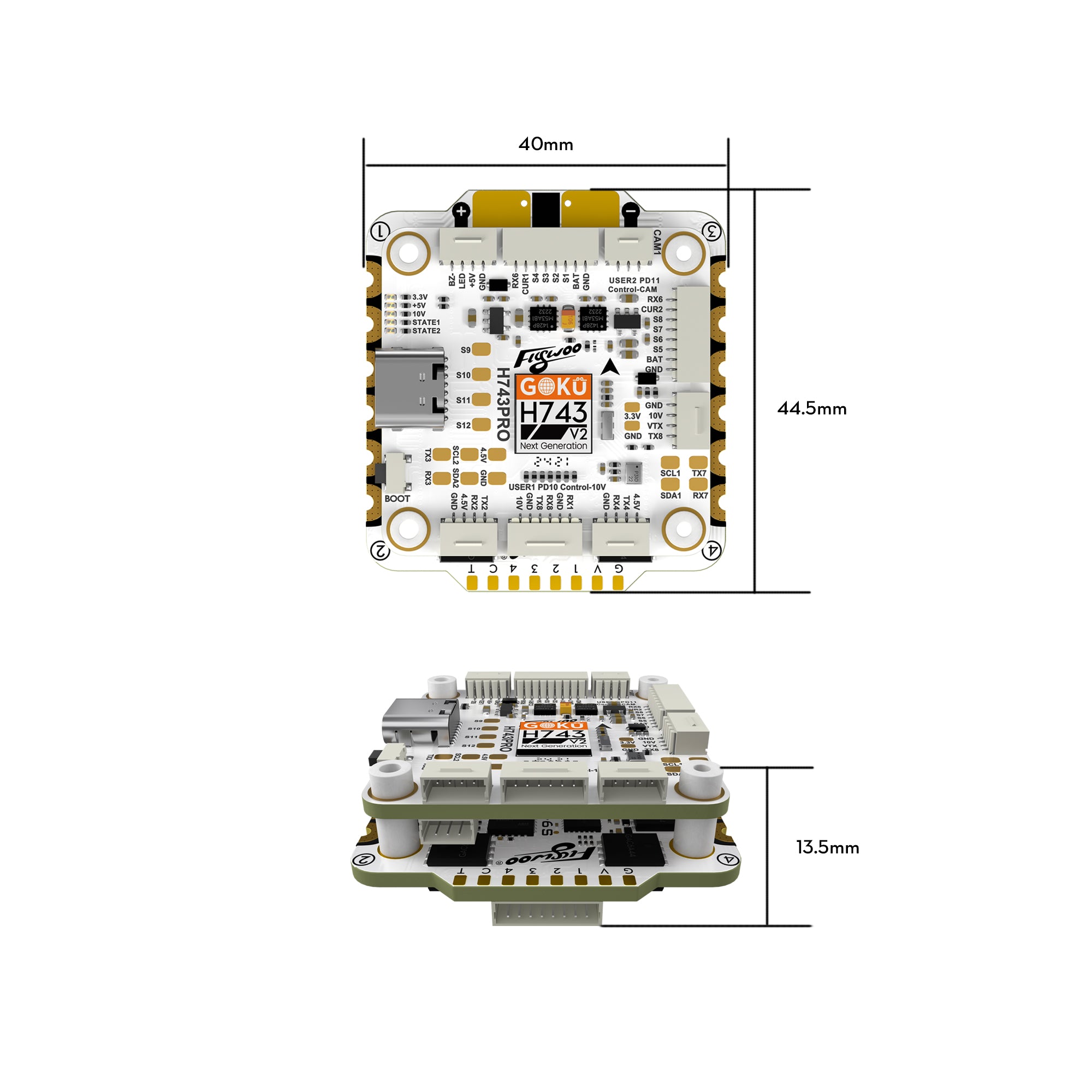 Flywoo GOKU H743 Pro 55A 32-bit FPV Flight Controller ESC Stack