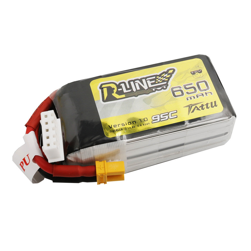 Tattu 4S 650mAh 95C 14.8V R-Line LiPo Battery with XT30 Plug