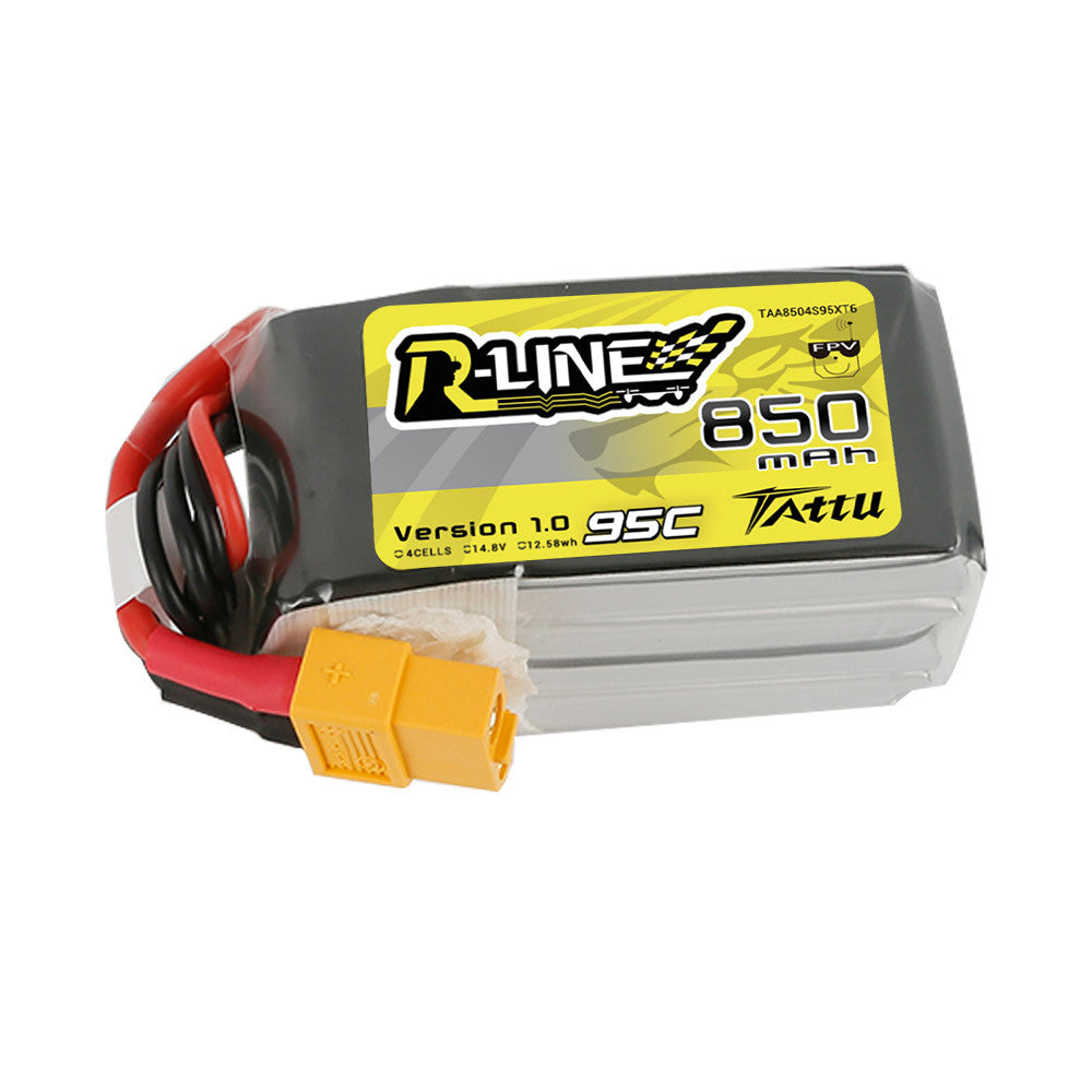 Tattu R-Line 4S 850mAh 95C 14.8V LiPo Battery with XT30 Plug