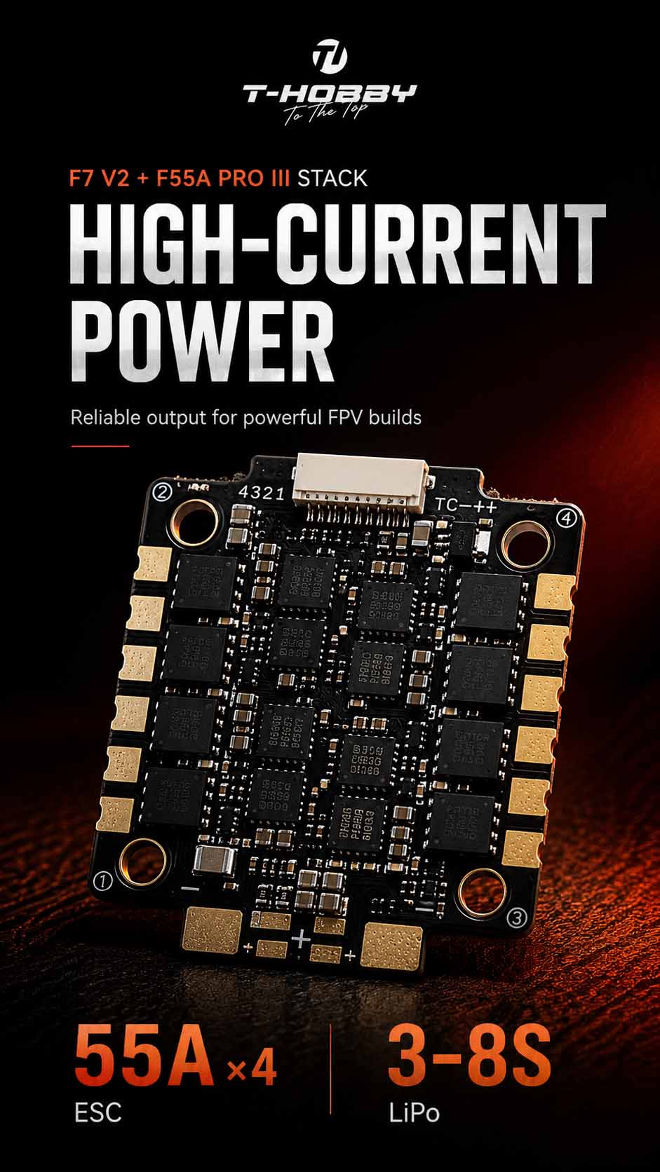 T-HOBBY F7 V2 Flight Controller Stack F55A Pro III 2-6S