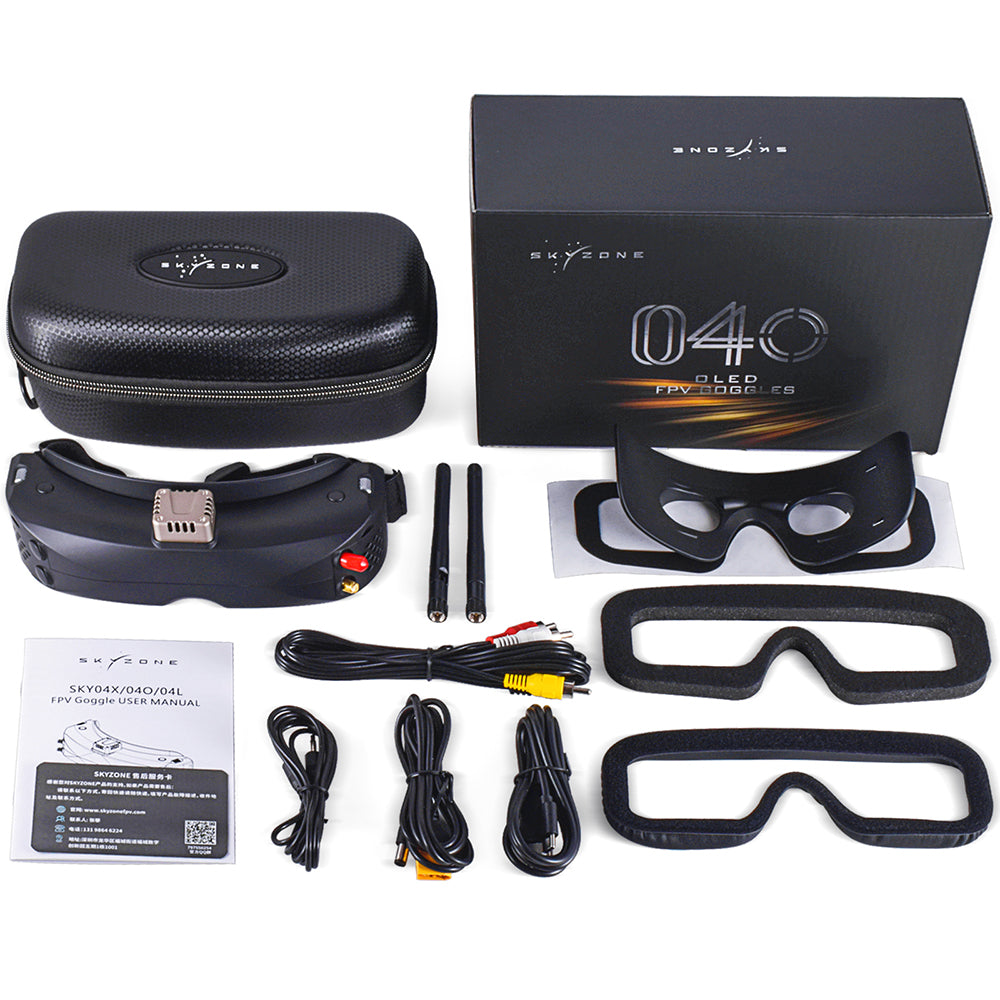 SKYZONE SKY04O FPV Goggles: OLED Screen, 60fps DVR, Steadyview Receiver, Adjustable Focus