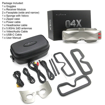 SKYZONE SKY04X PRO FPV Goggles: OLED, Steadyview, Focus Adjustment, 60FPS DVR