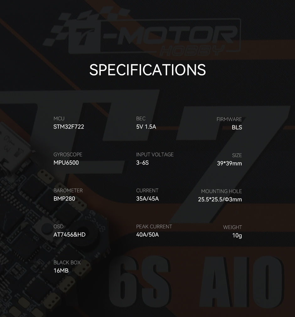 T-MOTORHOBBY F7 AIO Flight Controller 35A ESC Stack