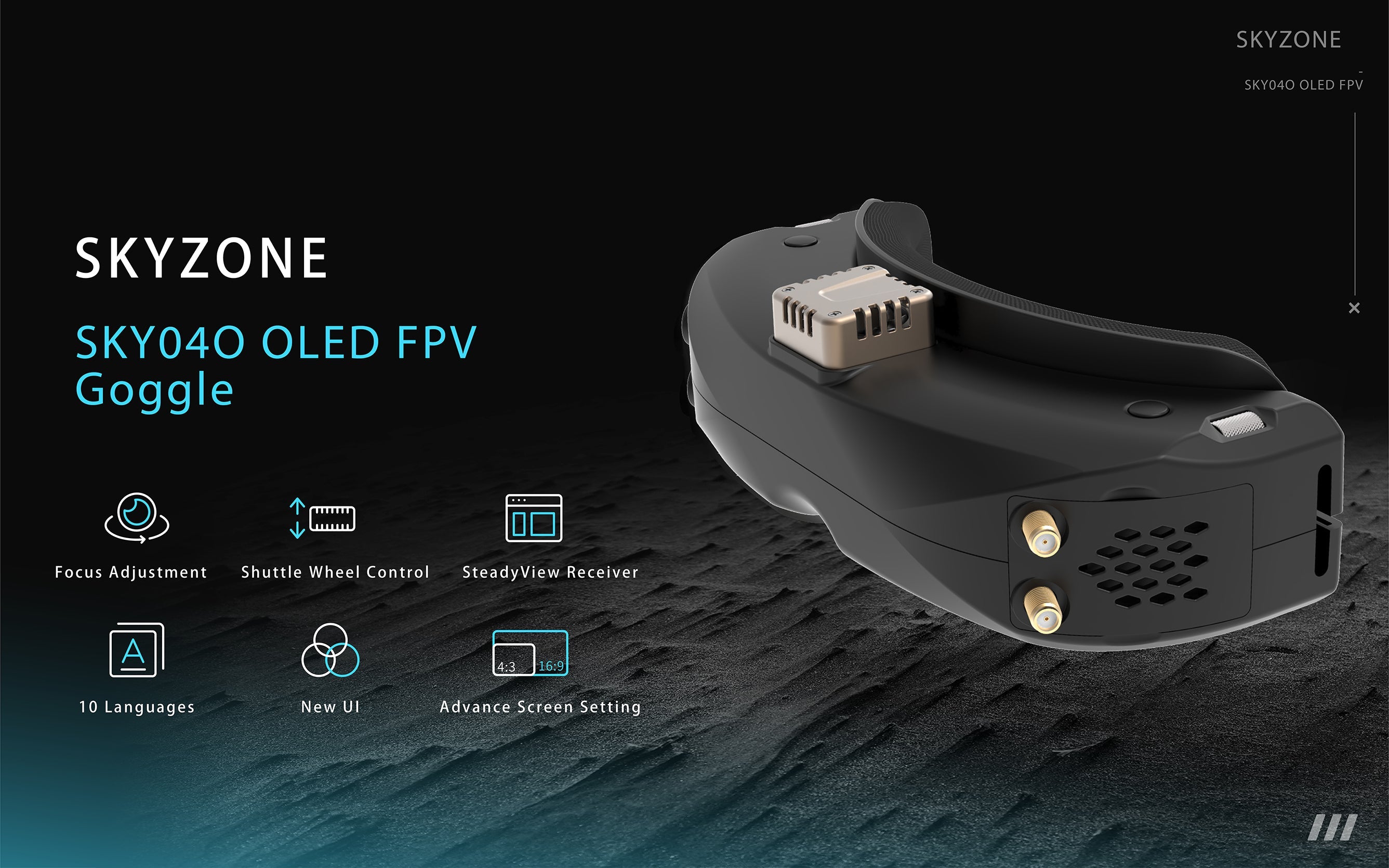 SKYZONE SKY04O FPV Goggles: OLED Screen, 60fps DVR, Steadyview Receiver, Adjustable Focus