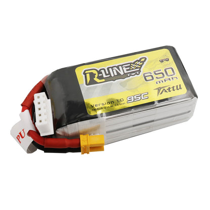 Tattu 4S 650mAh 95C 14.8V R-Line LiPo Battery with XT30 Plug
