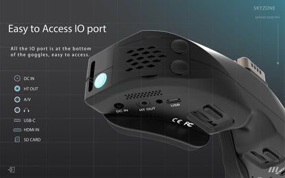 SKYZONE SKY04O FPV Goggles: OLED Screen, 60fps DVR, Steadyview Receiver, Adjustable Focus
