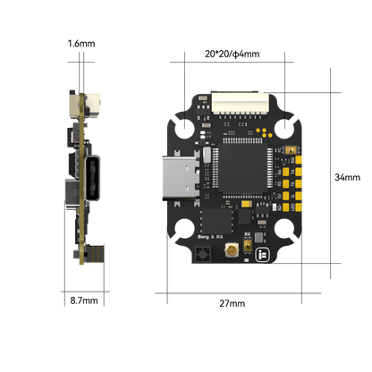 iFlight Borg 5S RX Flight Controller 34x27mm 20x20 Mount 7g