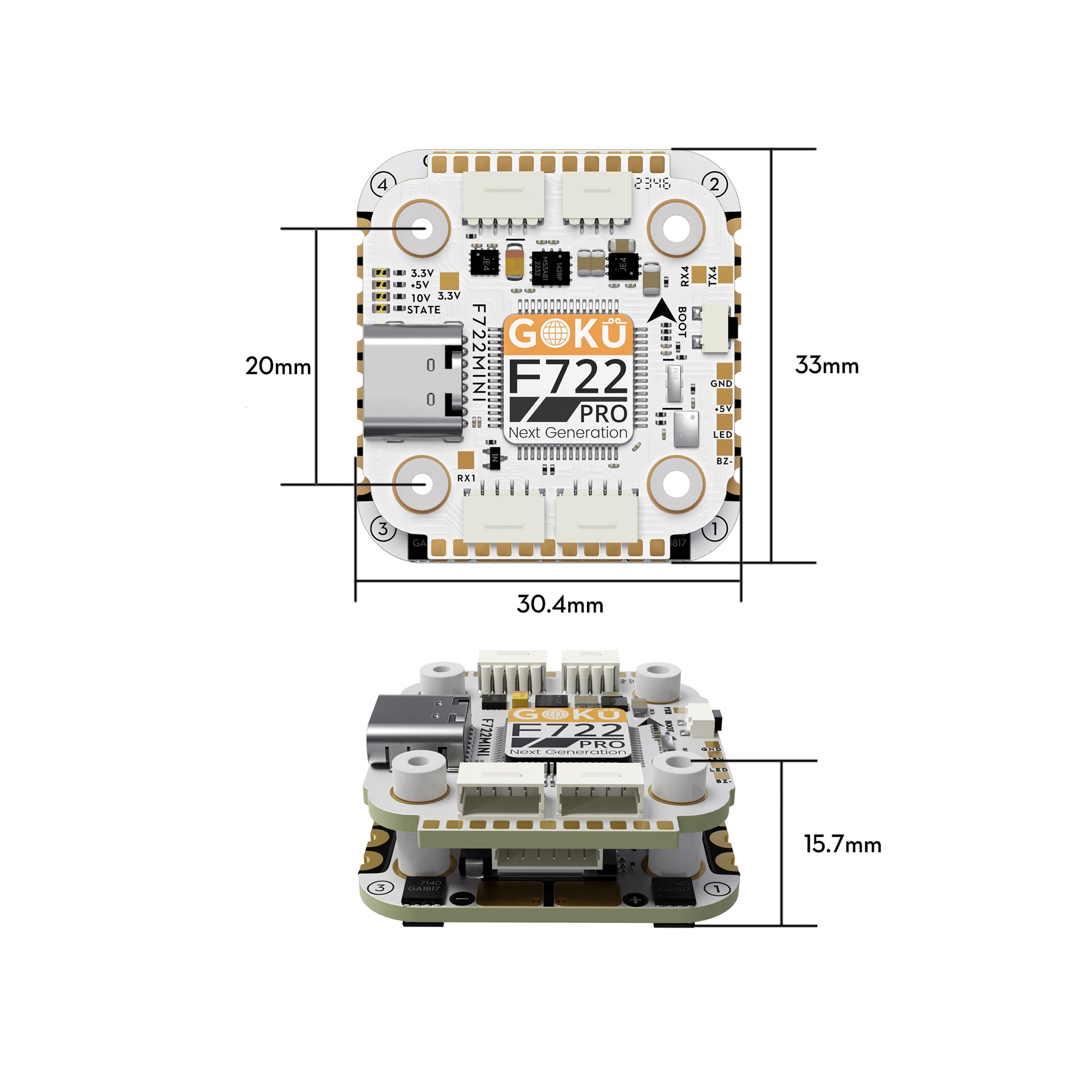 Flywoo GOKU F722 Pro Mini V2 45A 32Bit 20x20 FPV Flight Controller Stack