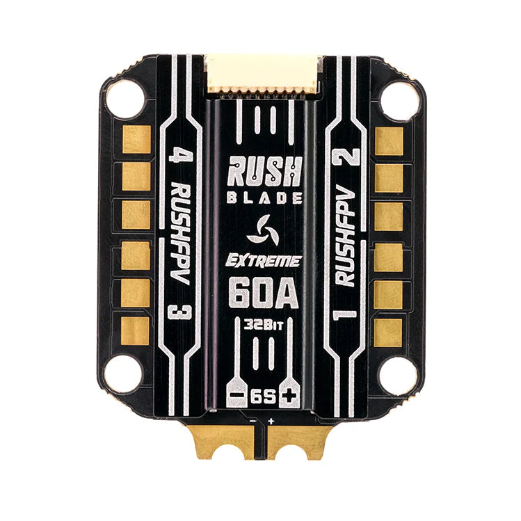 RUSH BLADE F722 Analog Stack: 60A Extreme ESC, 3-6S Power for FPV Drones