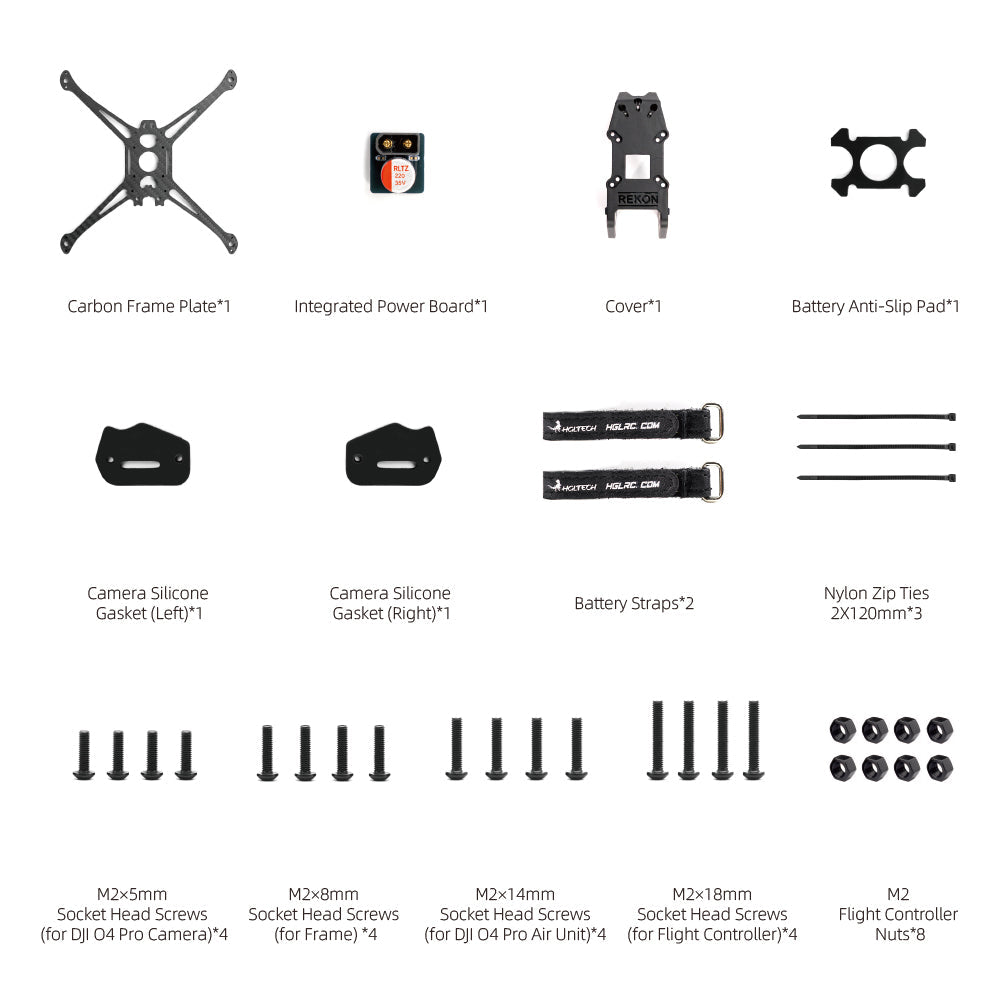 HGLRC Rekon 5 Lite FPV Drone Frame Kit - Durable Carbon Fiber Freestyle