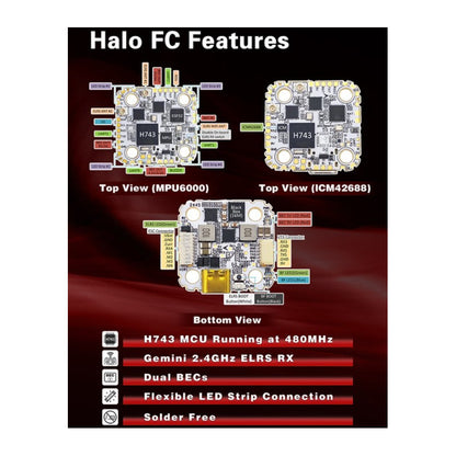 HDZero Halo Stack AM32 H7 ELRS Flight Controller 70A 4-in-1 ESC