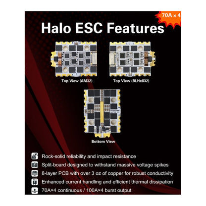 HDZero Halo Stack AM32 H7 ELRS Flight Controller 70A 4-in-1 ESC